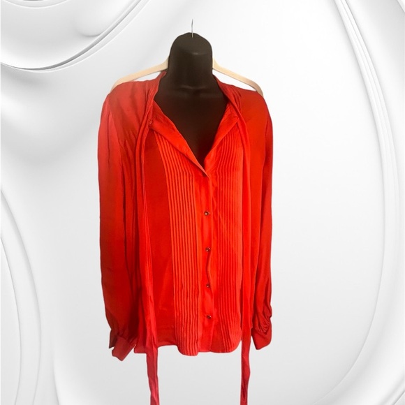 L'AGENCE Tops - L’AGENCE Size Medium 100% Silk Blouse Top Button Down burnt orange Long Sleeve